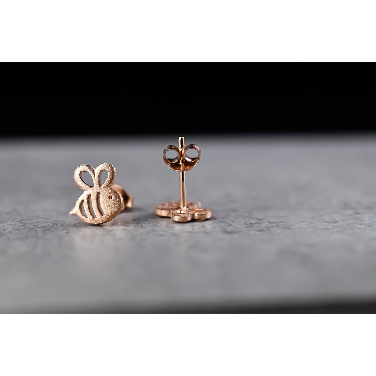 Biene Mini Ohrstecker - 925 Sterling Rosegold Vergoldet - OHR925-40