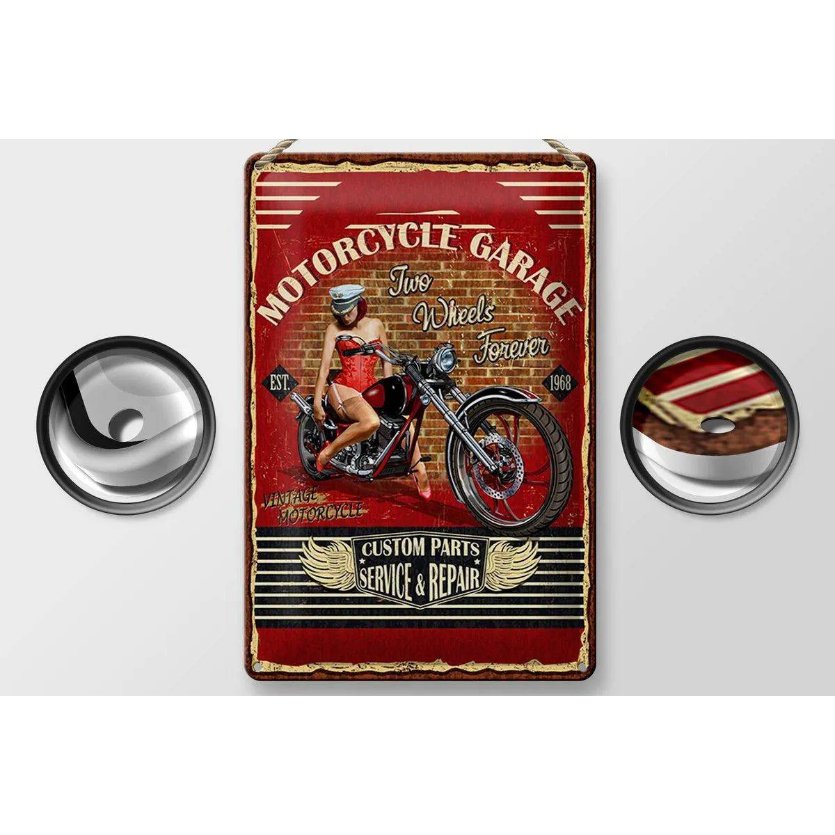 Blechschild Pinup 20x30cm Retro Motorcycle Garage Vintage