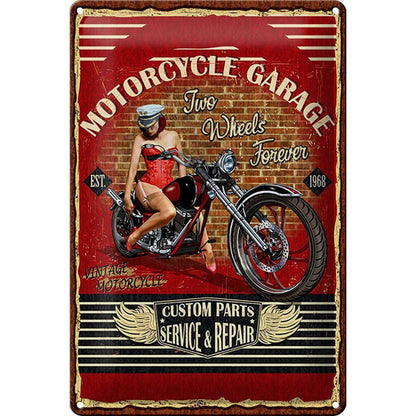 Blechschild Pinup 20x30cm Retro Motorcycle Garage Vintage