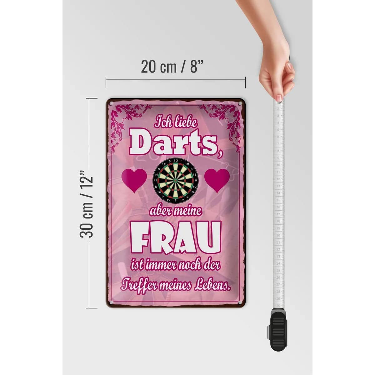 Blechschild Spruch 20x30cm Ich liebe Darts aber meine Frau