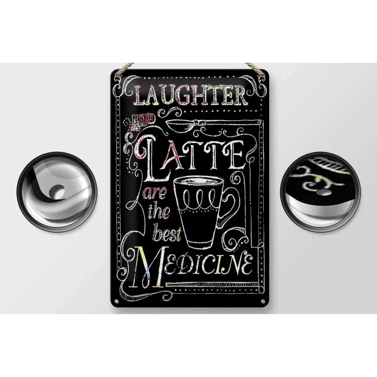 Blechschild Spruch 20x30cm Laughter and Latte are the best