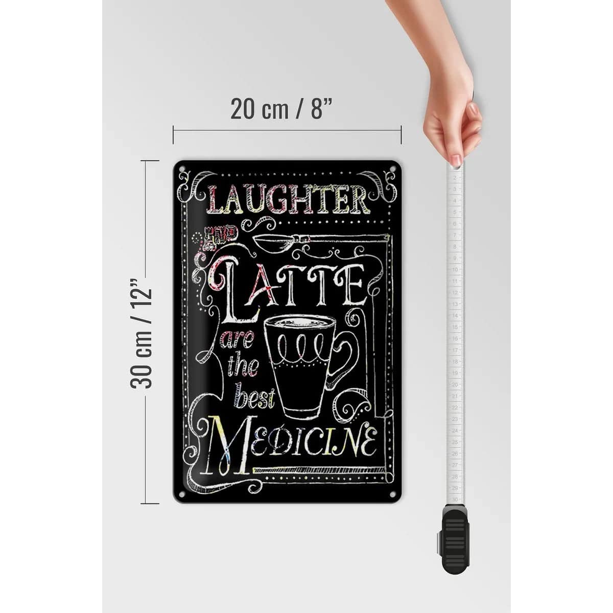 Blechschild Spruch 20x30cm Laughter and Latte are the best