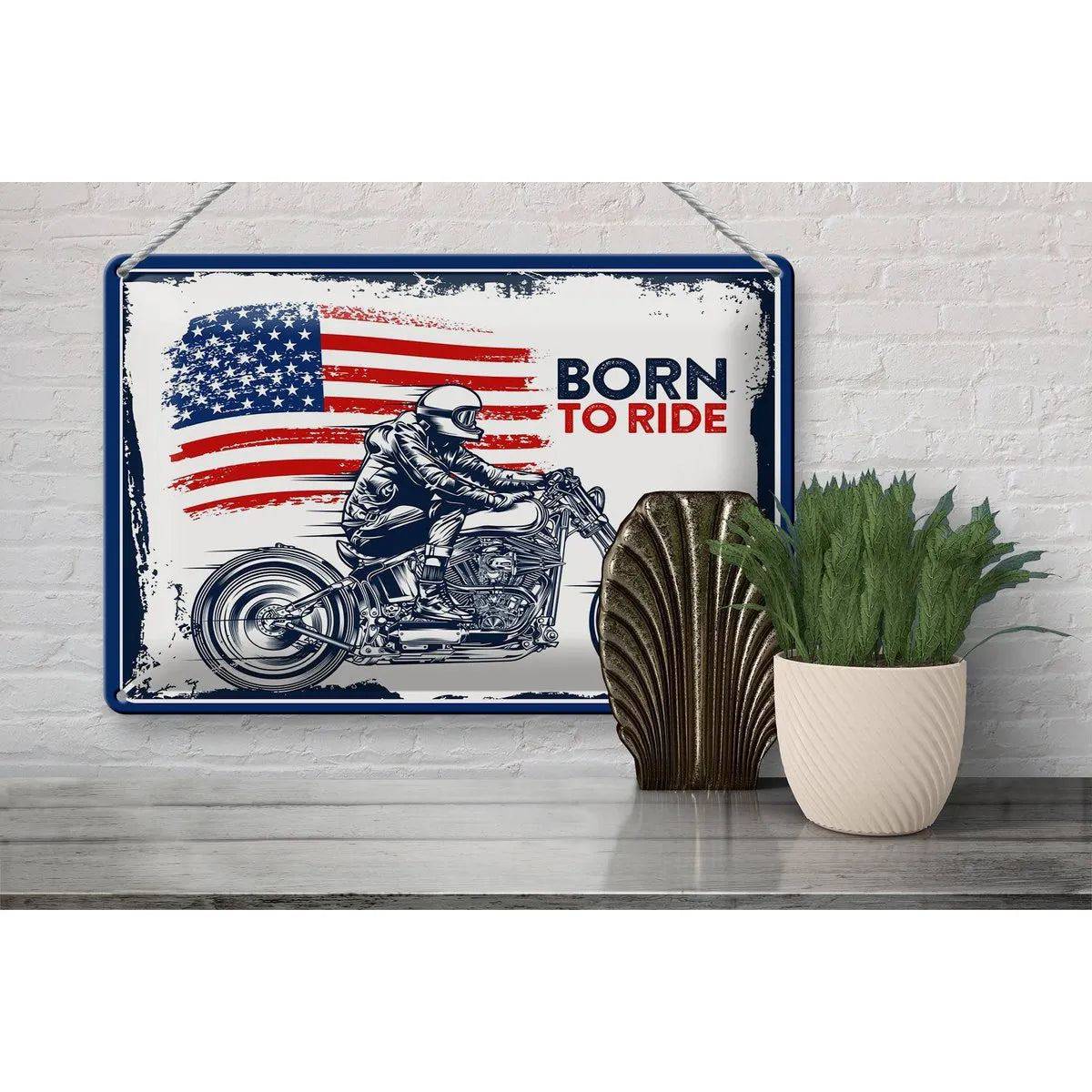 Blechschild Spruch 30x20 Motrrad Bycicle Route 66 Biker Helm