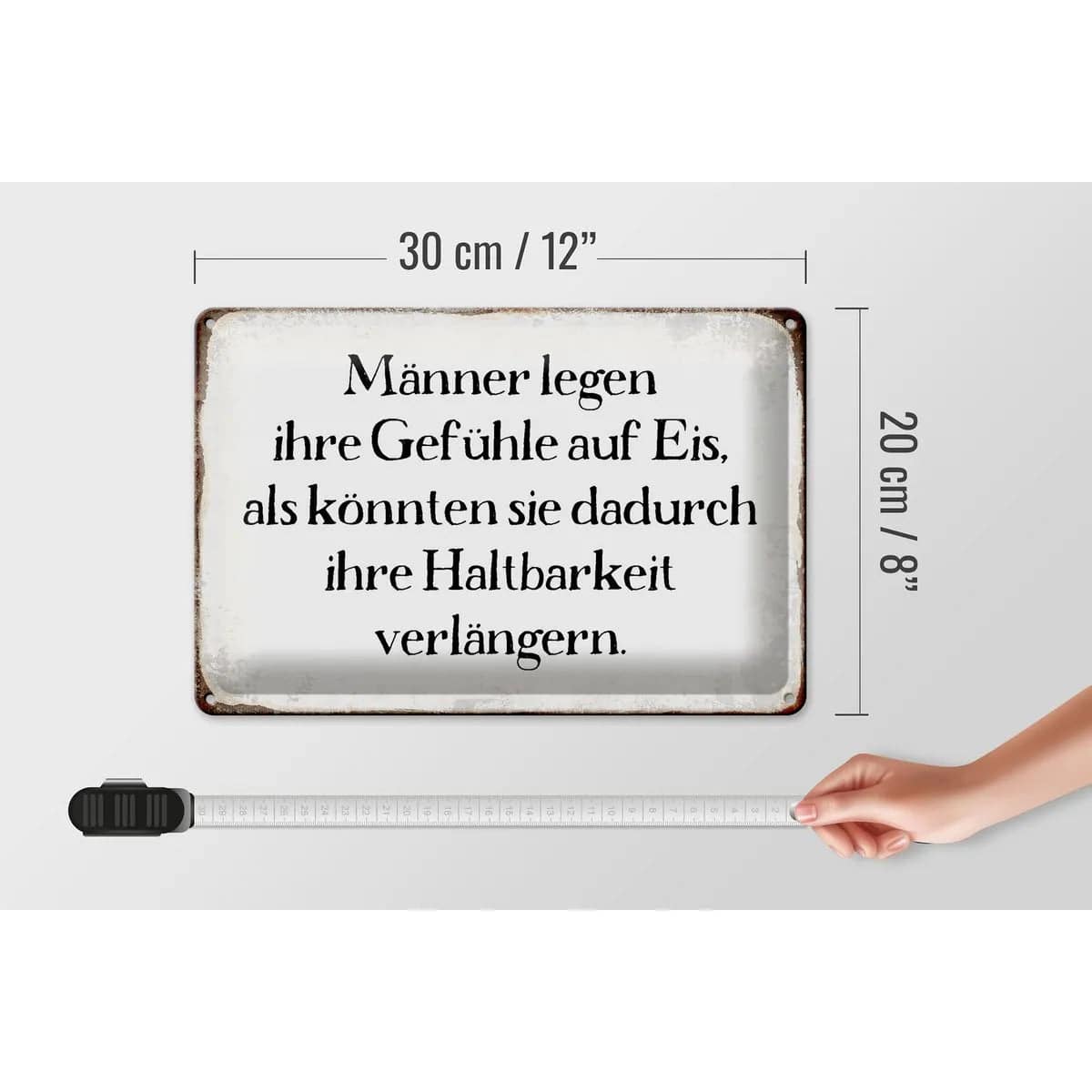 Blechschild Spruch 30x20cm Männer legen Gefühle auf Eis