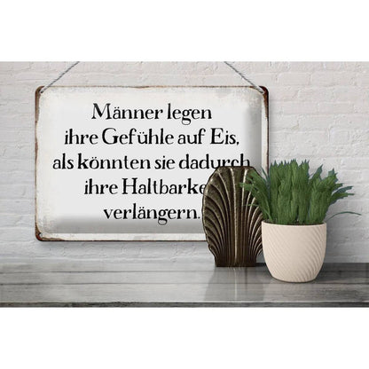 Blechschild Spruch 30x20cm Männer legen Gefühle auf Eis