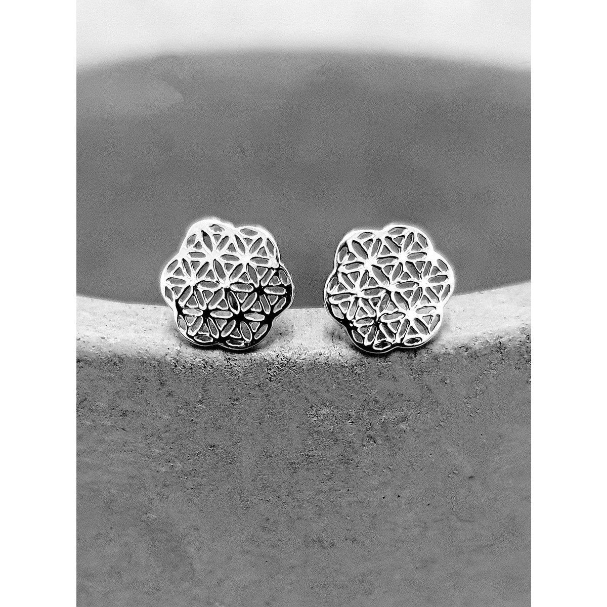 Blume des Lebens Mini Ohrstecker - 925 Sterling Silber - OHR925-37