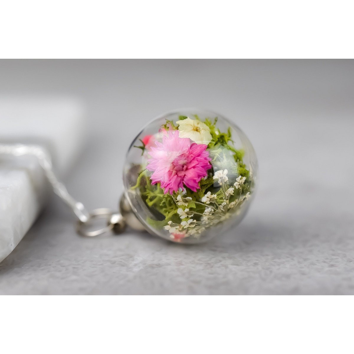 Blumenstrauß-Anhänger - 925 Echte Florale Sterling Silber Halskette Chrysantheme - K925-78