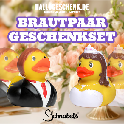 Brautpaar Ehepaar Trauung Hochzeit Gästegeschenk • Quietsche-Ente / Badeente Set