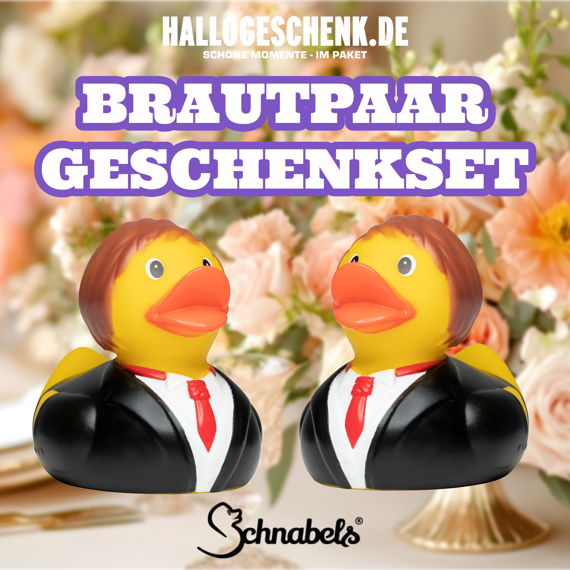 Brautpaar Ehepaar Trauung Hochzeit Gästegeschenk • Quietsche-Ente / Badeente Set