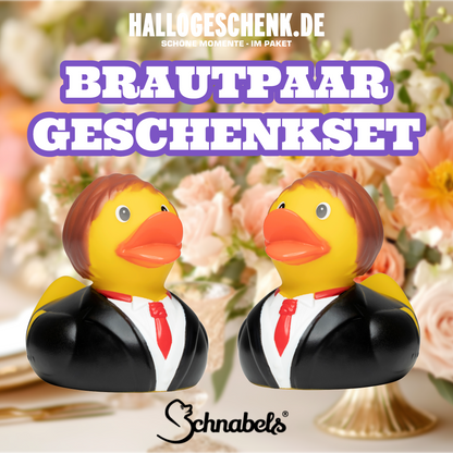 Brautpaar Ehepaar Trauung Hochzeit Gästegeschenk • Quietsche-Ente / Badeente Set