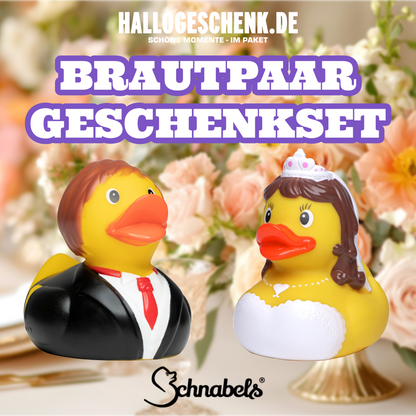 Brautpaar Ehepaar Trauung Hochzeit Gästegeschenk • Quietsche-Ente / Badeente Set