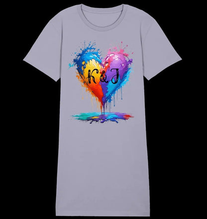 Buntes Herz Splash • 4 Versionen • Ladies Premium T-Shirt Kleid aus Bio-Baumwolle S-2XL • Exklusivdesign • personalisiert