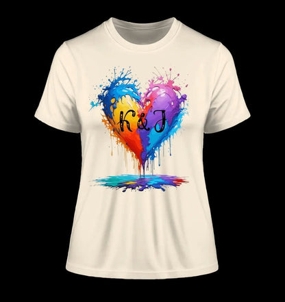 Buntes Herz Splash • Ladies Premium T-Shirt XS-2XL aus Bio-Baumwolle für Damen • Exklusivdesign • personalisiert