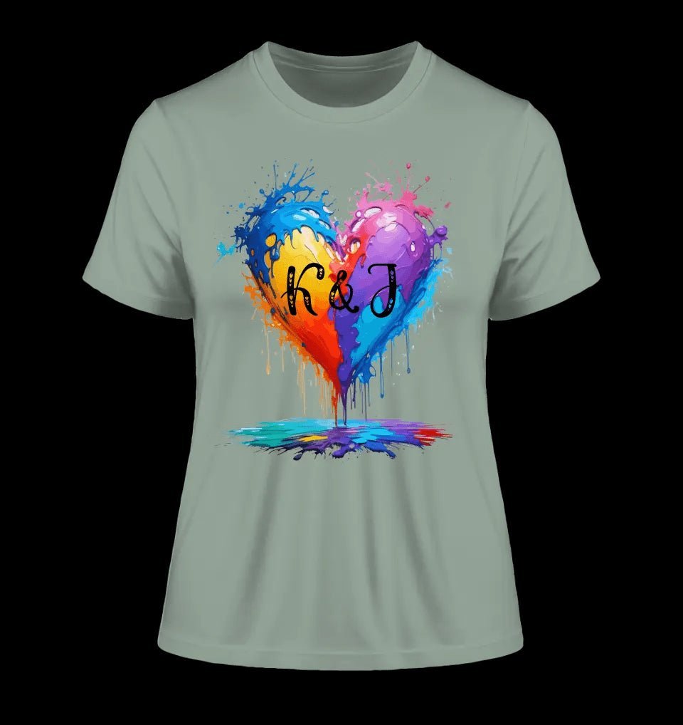 Buntes Herz Splash • Ladies Premium T-Shirt XS-2XL aus Bio-Baumwolle für Damen • Exklusivdesign • personalisiert