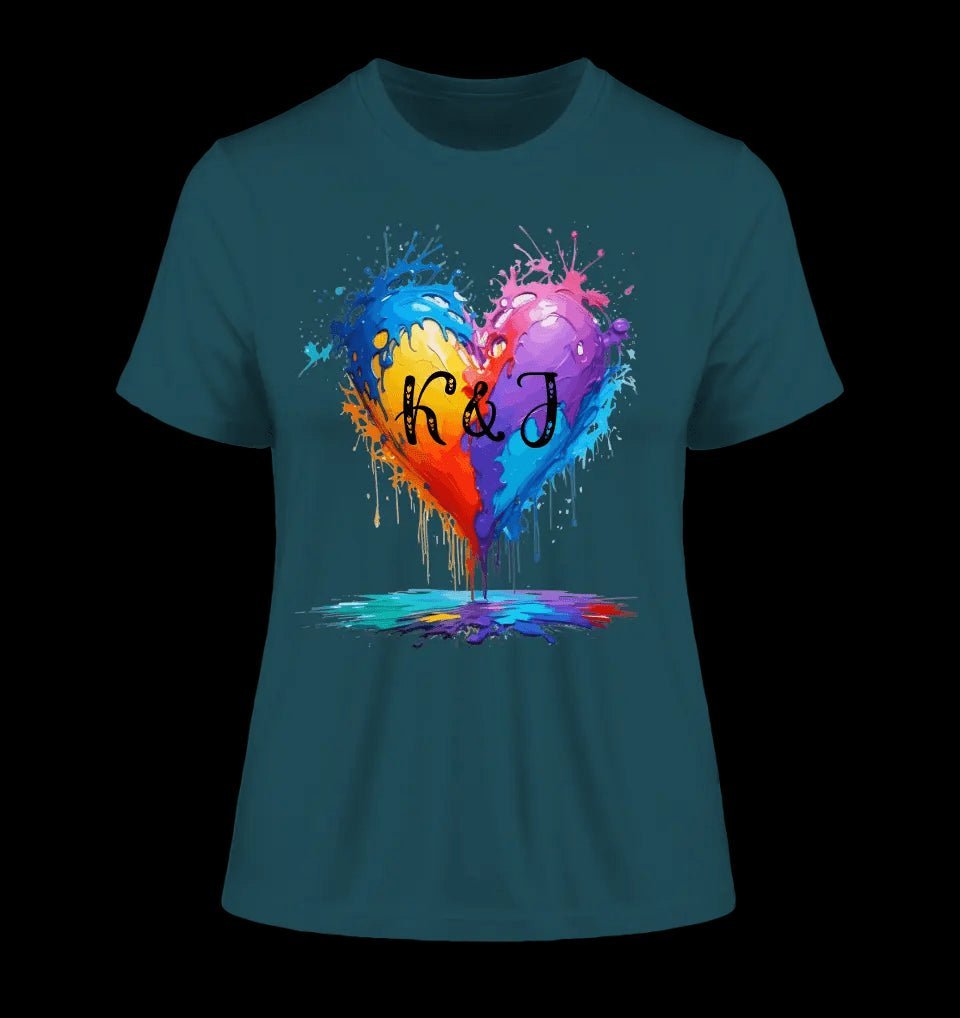 Buntes Herz Splash • Ladies Premium T-Shirt XS-2XL aus Bio-Baumwolle für Damen • Exklusivdesign • personalisiert