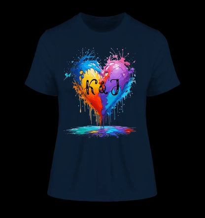 Buntes Herz Splash • Ladies Premium T-Shirt XS-2XL aus Bio-Baumwolle für Damen • Exklusivdesign • personalisiert