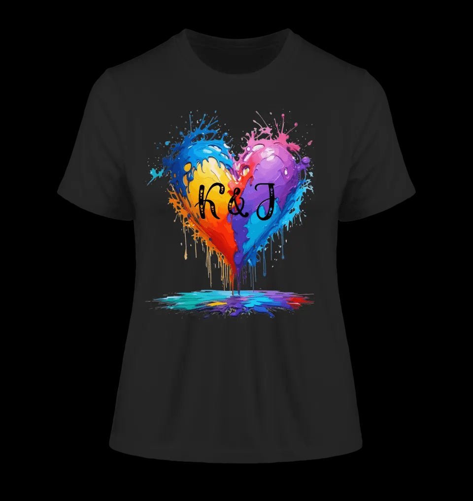 Buntes Herz Splash • Ladies Premium T-Shirt XS-2XL aus Bio-Baumwolle für Damen • Exklusivdesign • personalisiert