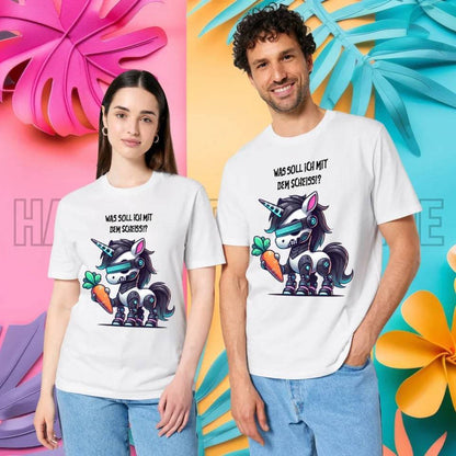 CYBER EINHORN + Text • Halloween • Unisex Premium T-Shirt XS-5XL aus Bio-Baumwolle für Damen & Herren • Exklusivdesign • personalisiert