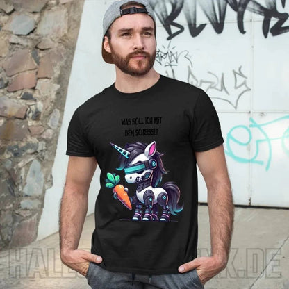 CYBER EINHORN + Text • Halloween • Unisex Premium T-Shirt XS-5XL aus Bio-Baumwolle für Damen & Herren • Exklusivdesign • personalisiert