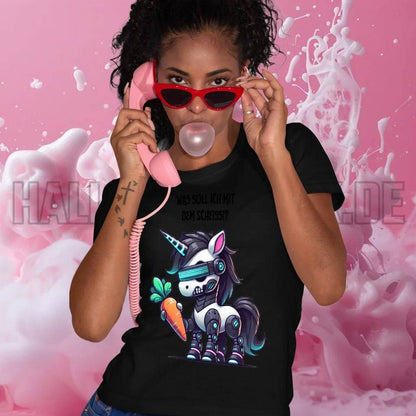 CYBER EINHORN + Text • Ladies Premium T-Shirt XS-2XL aus Bio-Baumwolle für Damen • Exklusivdesign • personalisiert