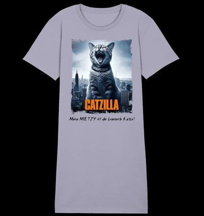 Catzilla • Katze • Ladies Premium T-Shirt Kleid aus Bio-Baumwolle S-2XL • Exklusivdesign • personalisiert