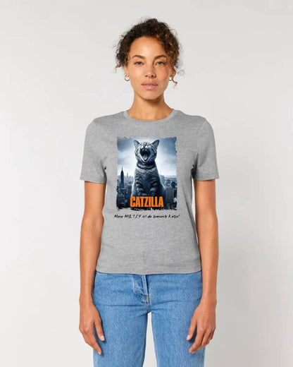 Catzilla • Katze • Ladies Premium T-Shirt XS-2XL aus Bio-Baumwolle für Damen • Exklusivdesign • personalisiert