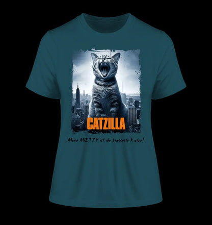 Catzilla • Katze • Ladies Premium T-Shirt XS-2XL aus Bio-Baumwolle für Damen • Exklusivdesign • personalisiert