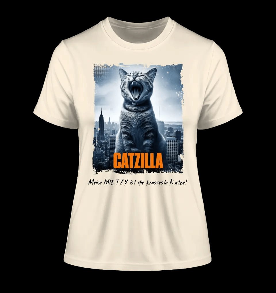 Catzilla • Katze • Ladies Premium T-Shirt XS-2XL aus Bio-Baumwolle für Damen • Exklusivdesign • personalisiert