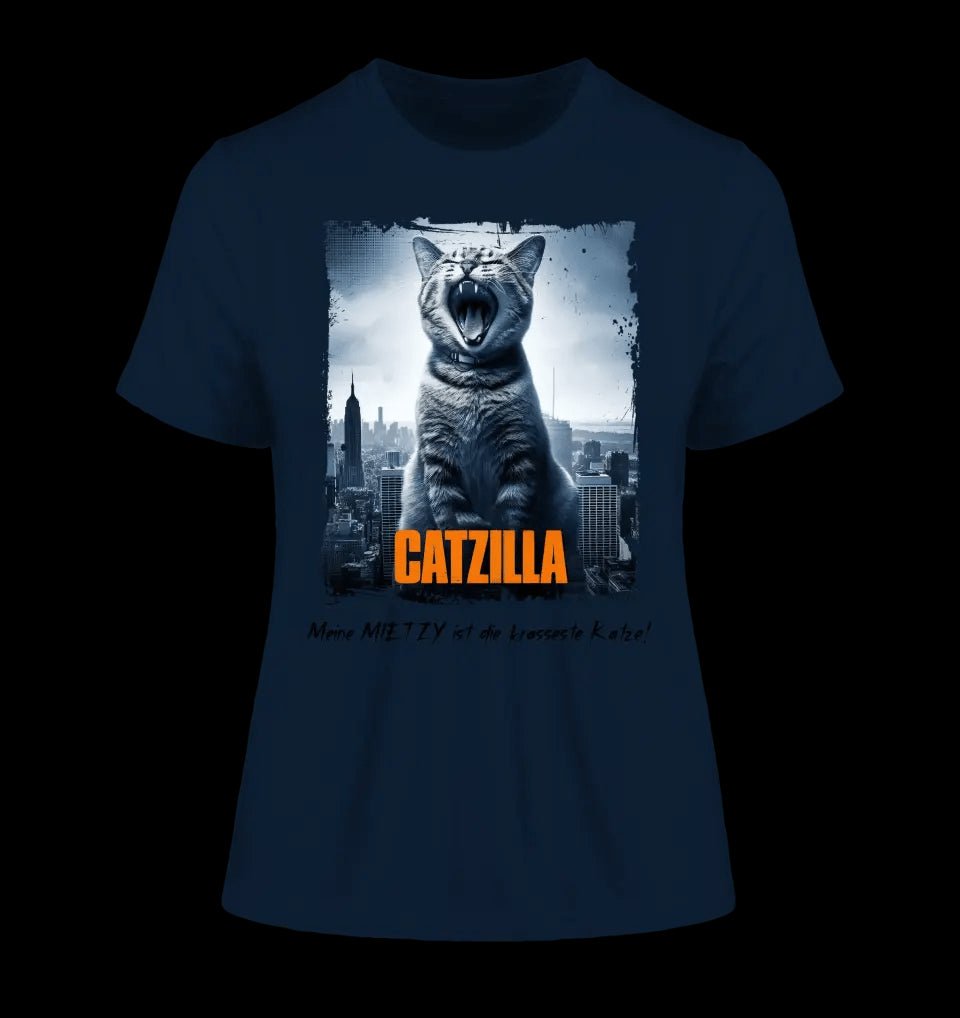 Catzilla • Katze • Ladies Premium T-Shirt XS-2XL aus Bio-Baumwolle für Damen • Exklusivdesign • personalisiert