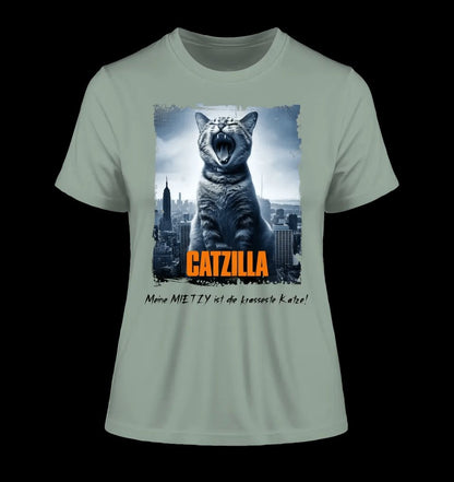 Catzilla • Katze • Ladies Premium T-Shirt XS-2XL aus Bio-Baumwolle für Damen • Exklusivdesign • personalisiert