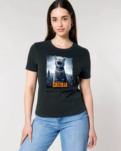 Catzilla • Katze • Ladies Premium T-Shirt XS-2XL aus Bio-Baumwolle für Damen • Exklusivdesign • personalisiert