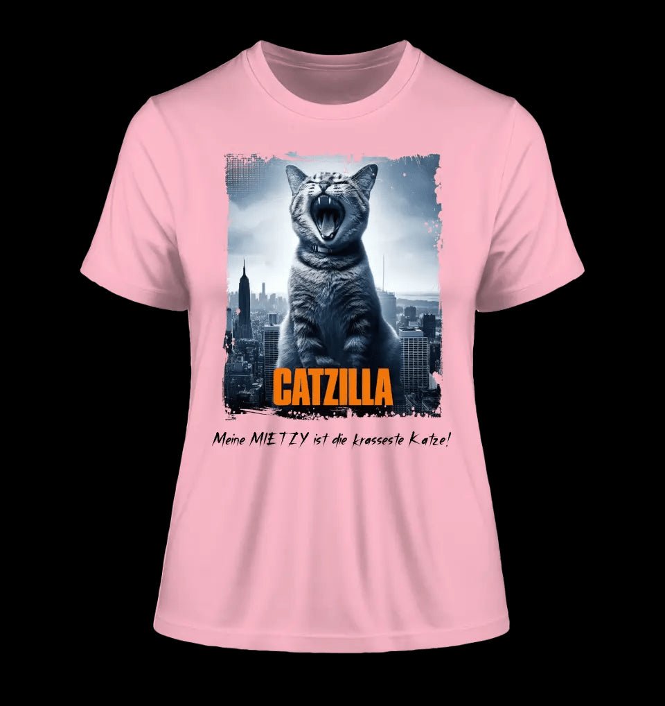 Catzilla • Katze • Ladies Premium T-Shirt XS-2XL aus Bio-Baumwolle für Damen • Exklusivdesign • personalisiert