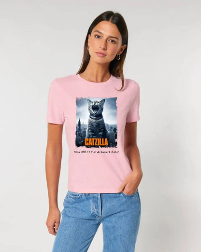 Catzilla • Katze • Ladies Premium T-Shirt XS-2XL aus Bio-Baumwolle für Damen • Exklusivdesign • personalisiert