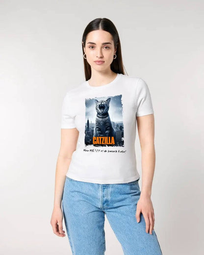 Catzilla • Katze • Ladies Premium T-Shirt XS-2XL aus Bio-Baumwolle für Damen • Exklusivdesign • personalisiert