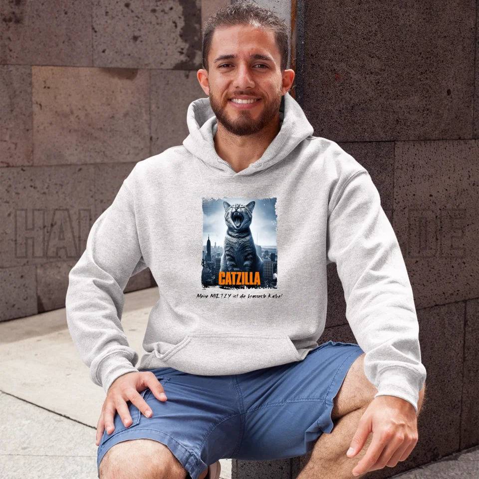 Catzilla • Katze • Unisex Premium Hoodie XS-5XL aus Bio-Baumwolle für Damen & Herren • Exklusivdesign • personalisiert