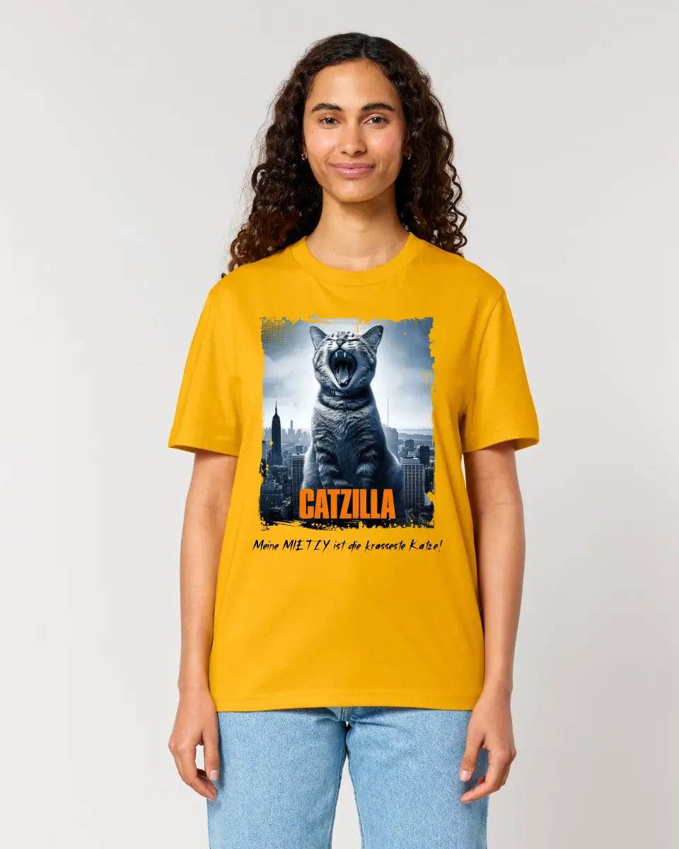 Catzilla • Katze • Unisex Premium T-Shirt XS-5XL aus Bio-Baumwolle für Damen & Herren • Exklusivdesign • personalisiert