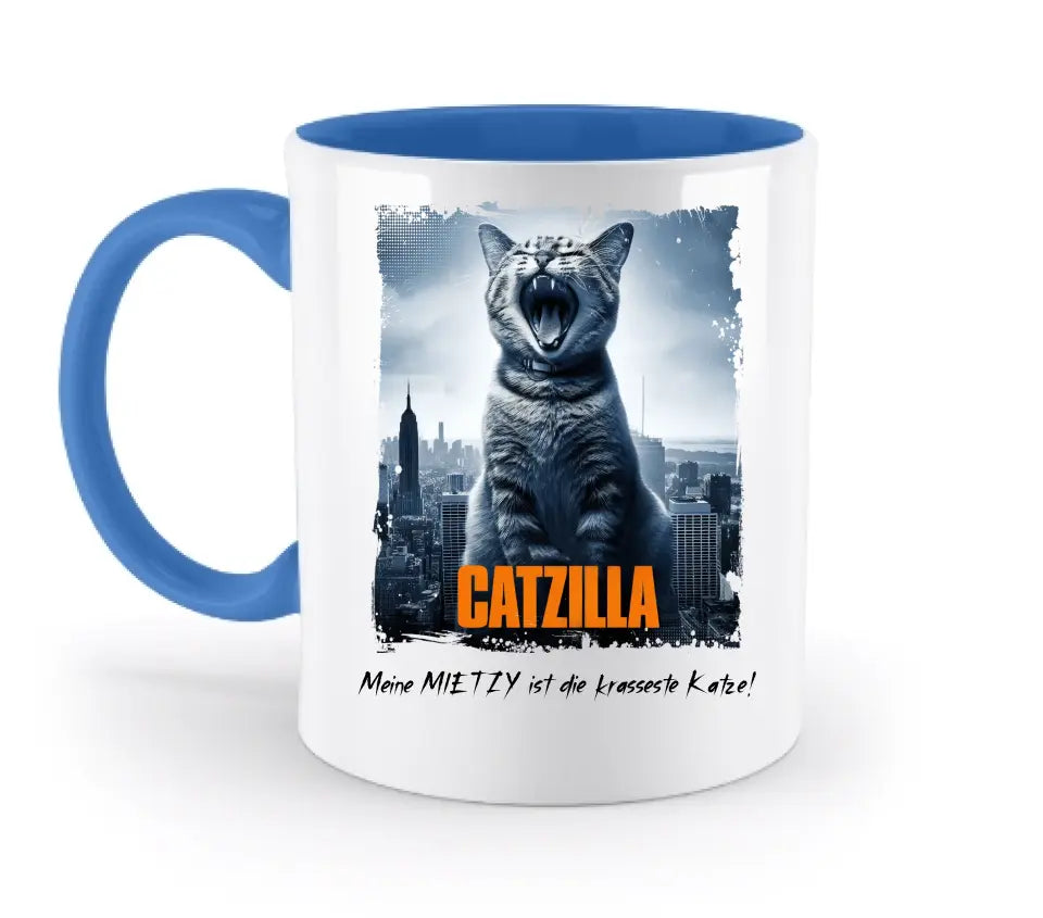 Catzilla • Katze • zweifarbige Tasse • Exklusivdesign • personalisiert