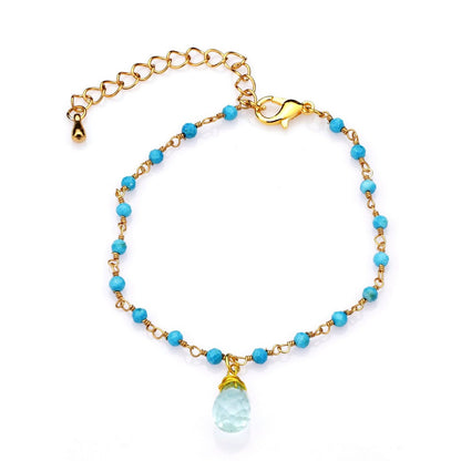 Chalcedon & Türkis Edelstein Armband Gold