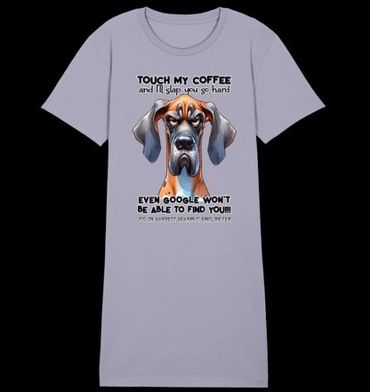 Coffee-Dog • Kaffee • Hund • 4 Versionen • Ladies Premium T-Shirt Kleid aus Bio-Baumwolle S-2XL • Exklusivdesign • personalisiert