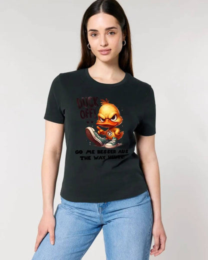 DUCK OFF • ENTE • Ladies Premium T-Shirt XS-2XL aus Bio-Baumwolle für Damen • Exklusivdesign • personalisiert