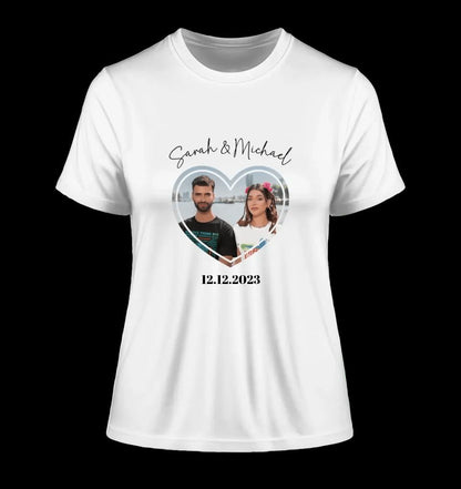 Dein Bild im "Couple-Herz"-Design - Ladies Premium T-Shirt XS-2XL aus Bio-Baumwolle für Damen