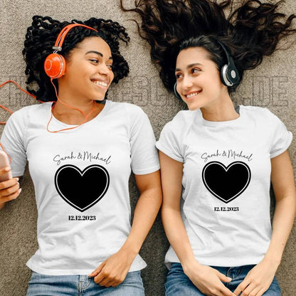 Dein Bild im "Couple-Herz"-Design - Ladies Premium T-Shirt XS-2XL aus Bio-Baumwolle für Damen