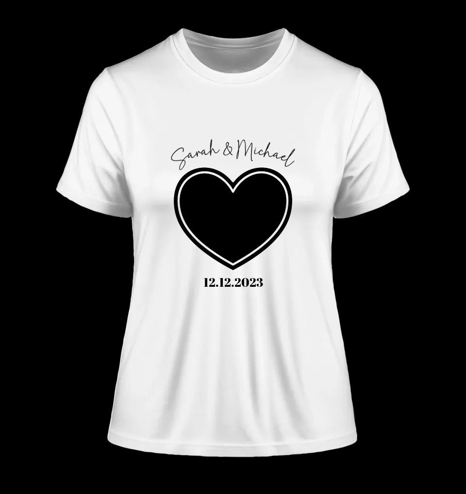 Dein Bild im "Couple-Herz"-Design - Ladies Premium T-Shirt XS-2XL aus Bio-Baumwolle für Damen