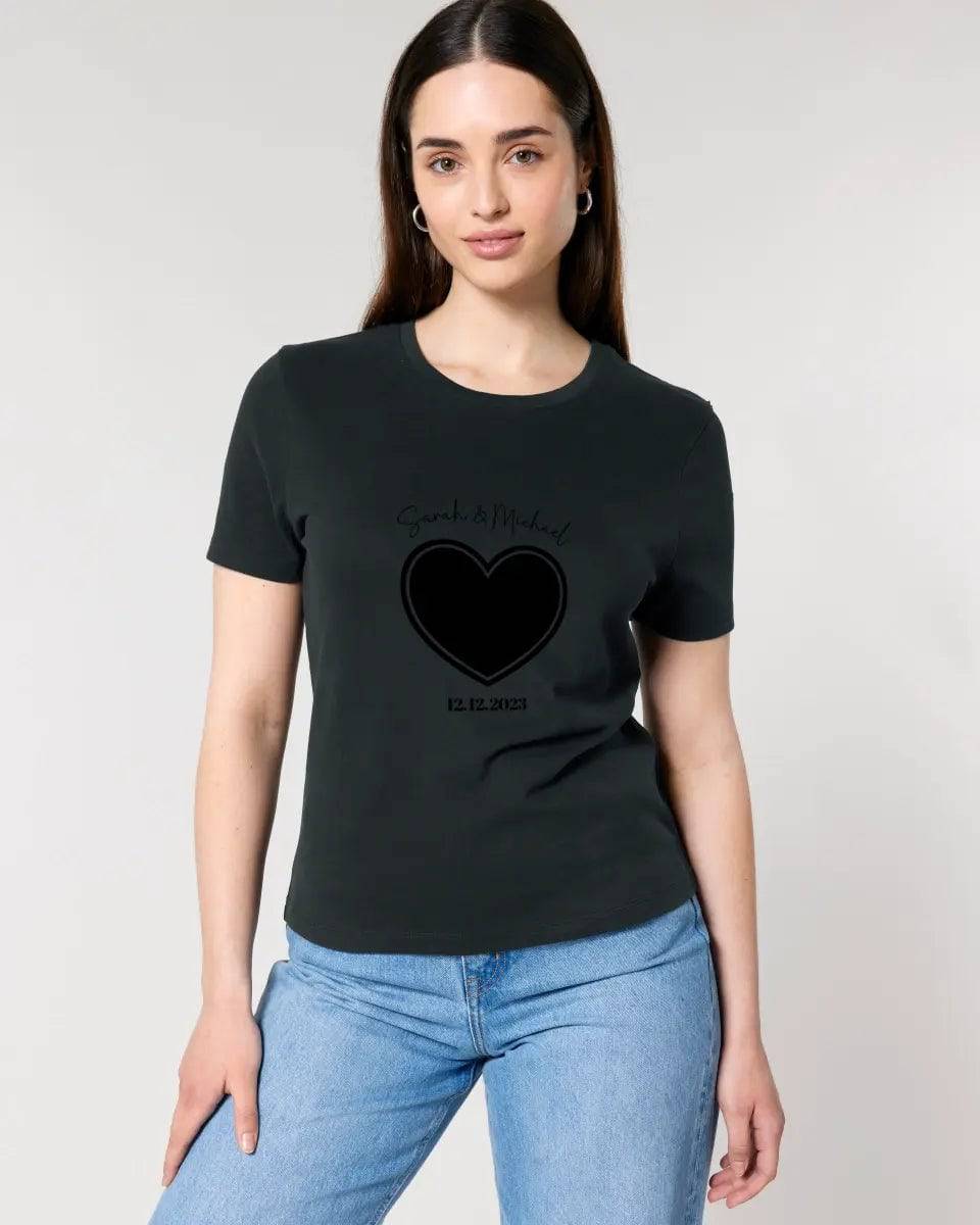 Dein Bild im "Couple-Herz"-Design - Ladies Premium T-Shirt XS-2XL aus Bio-Baumwolle für Damen