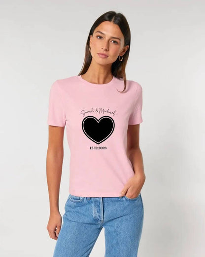 Dein Bild im "Couple-Herz"-Design - Ladies Premium T-Shirt XS-2XL aus Bio-Baumwolle für Damen