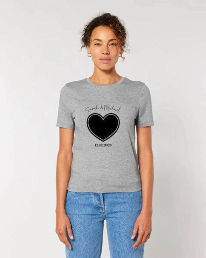 Dein Bild im "Couple-Herz"-Design - Ladies Premium T-Shirt XS-2XL aus Bio-Baumwolle für Damen