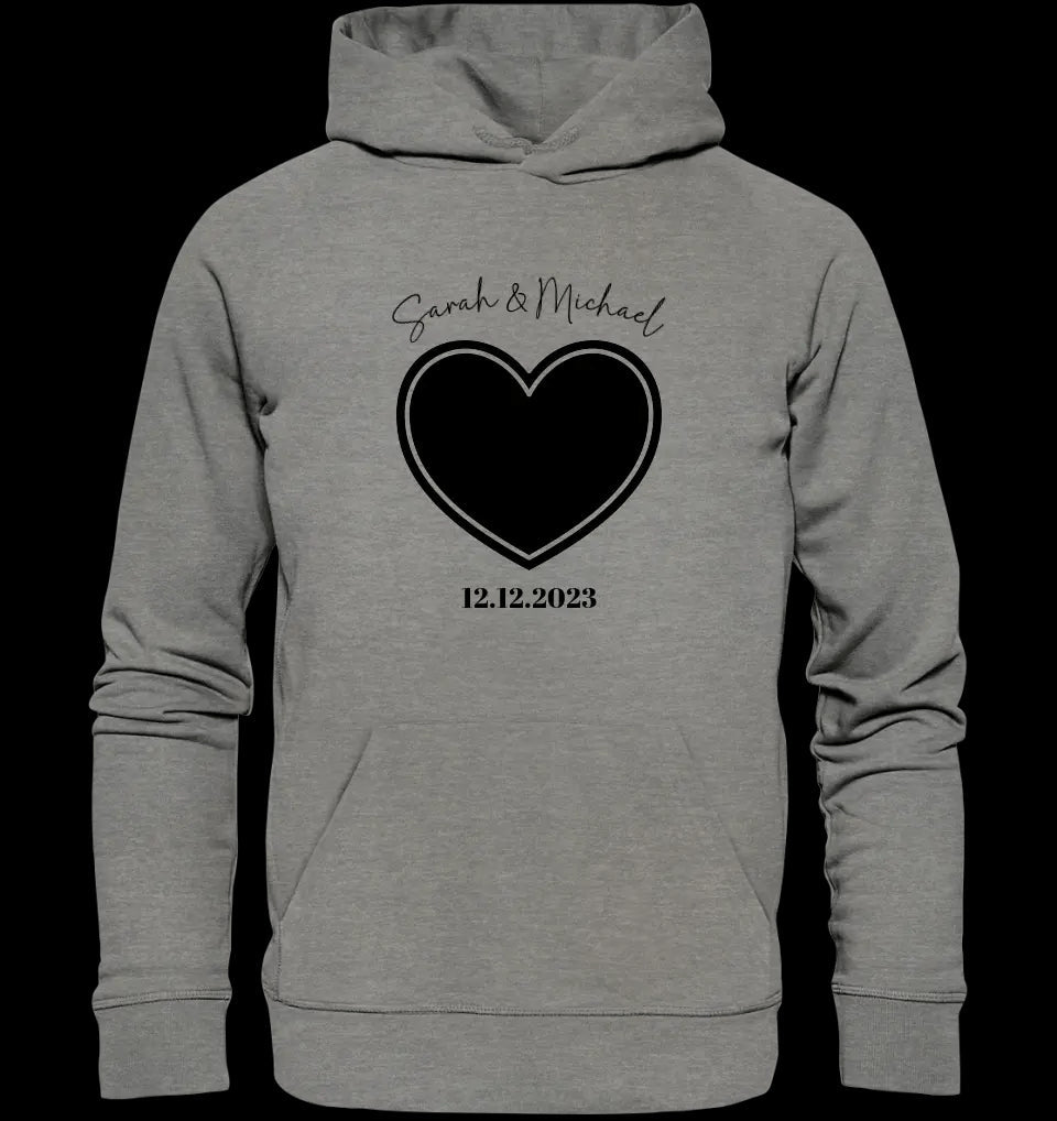 Dein Bild im "Couple-Herz"-Design • Unisex Premium Hoodie XS-5XL aus Bio-Baumwolle für Damen & Herren