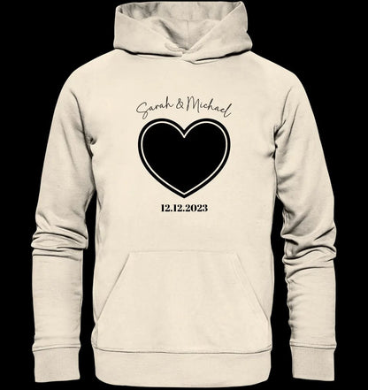 Dein Bild im "Couple-Herz"-Design • Unisex Premium Hoodie XS-5XL aus Bio-Baumwolle für Damen & Herren