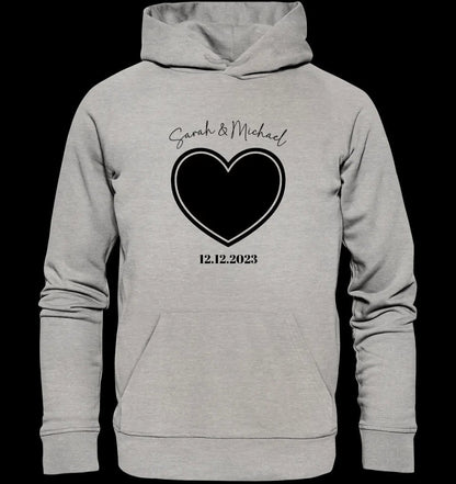 Dein Bild im "Couple-Herz"-Design • Unisex Premium Hoodie XS-5XL aus Bio-Baumwolle für Damen & Herren