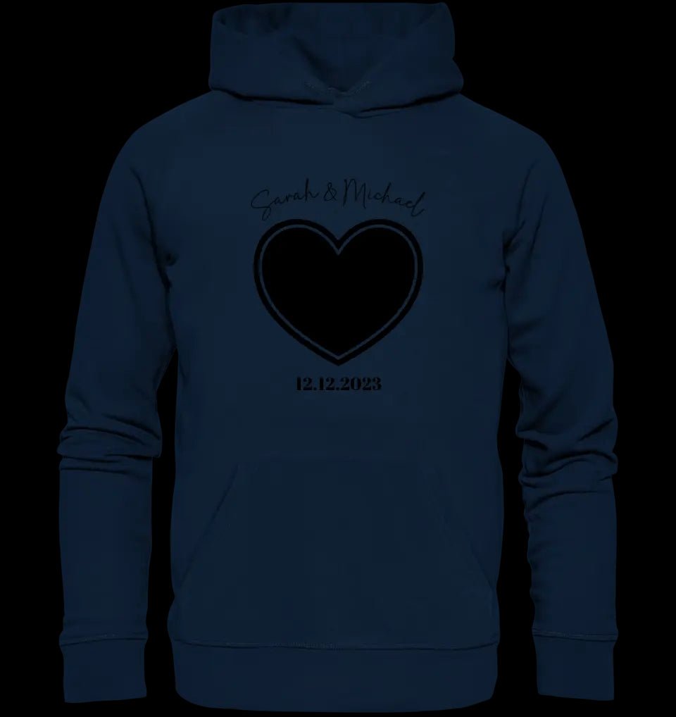 Dein Bild im "Couple-Herz"-Design • Unisex Premium Hoodie XS-5XL aus Bio-Baumwolle für Damen & Herren